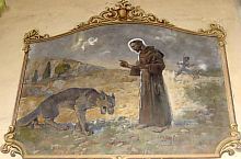 Saint John Church, Church fresco: St. Francis and the wolf of Gubbio, Photo: fr.Szilveszter.ofm